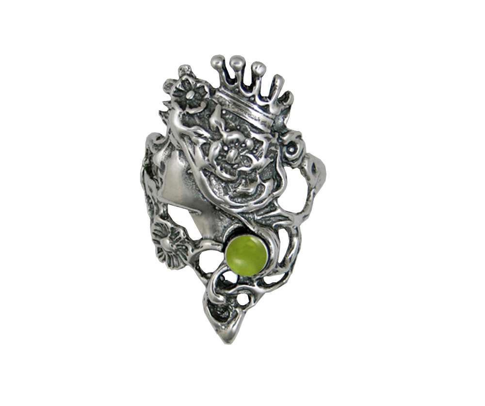 Sterling Silver Fairy Queen Ring With Peridot Size 10